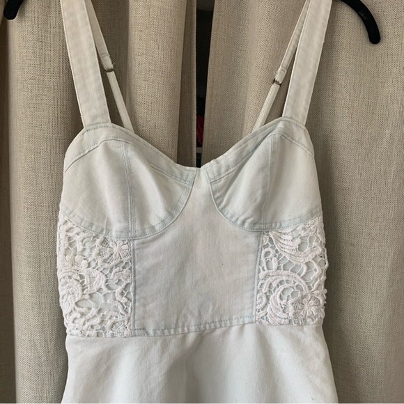ABERCROMBIE & FITCH WHITE BLUE DENIM MINI DRESS S - Picture 5 of 10